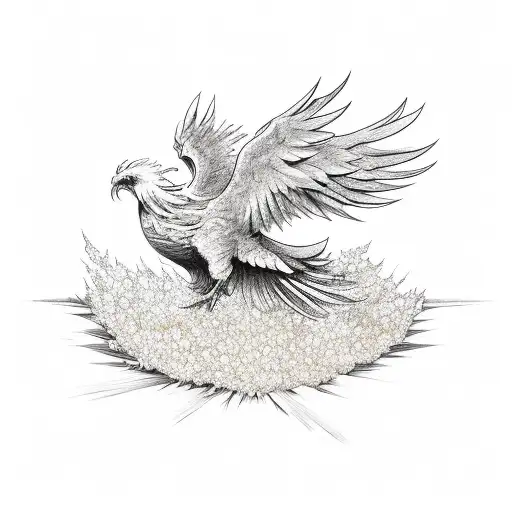 A Phoenix Rising From A Bed Of Cherry Blossoms