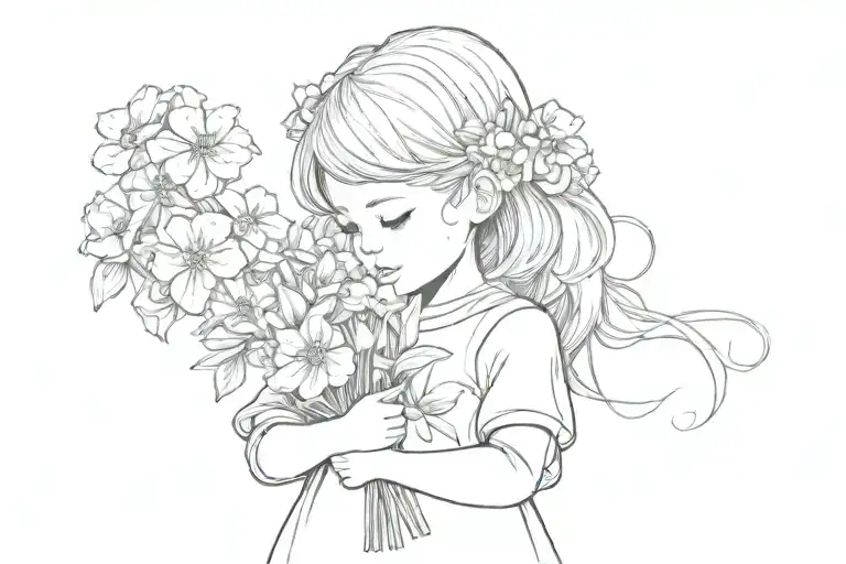 Little Girl Holding Flowers