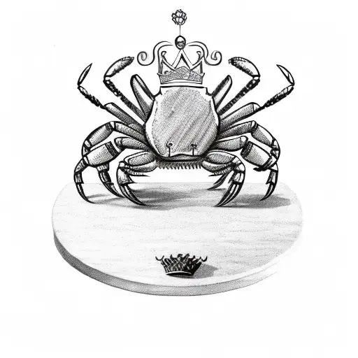 Crab Wearing A Crown Holding Clock