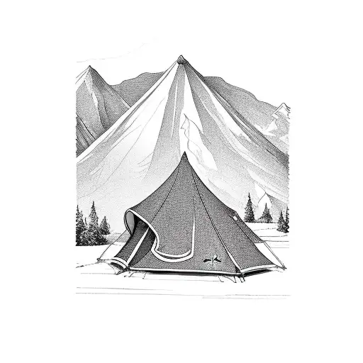 A Tent Nestled In A Serene Nature Setting With A Mountain Backdrop