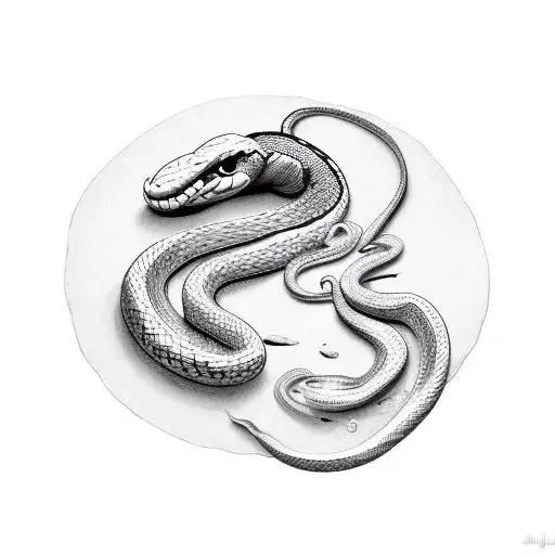 Curled Up Snake Protecting Eggs