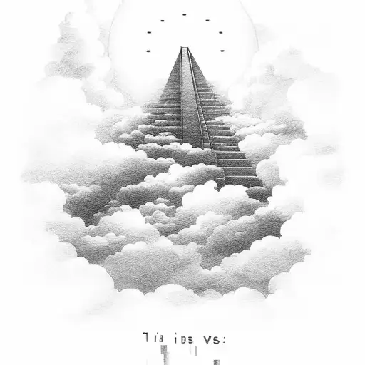 Stairs Of Heaven With A Time Piece And Clouds With A Sun Beam