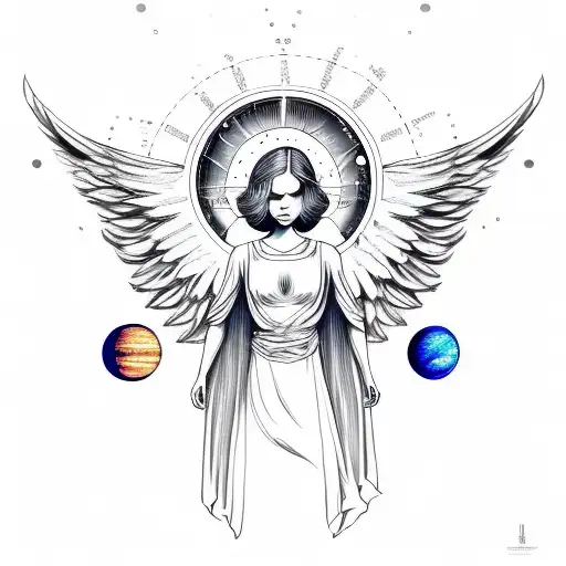 Angel Wings With Solar System Down Center