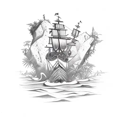 Pirate Ship In The Middle Of The Jungle