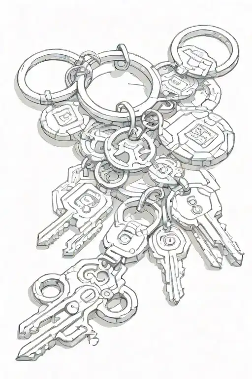 A Key Ring With 4 Modern Keys On It