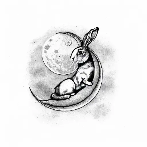 Bunny Laying On Crescent Moon