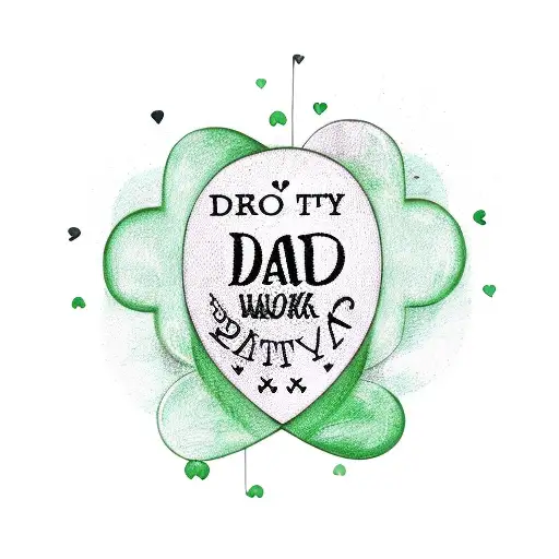 Green Heart With Banner That Says Dad