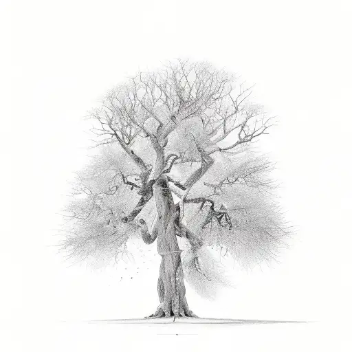 Large Old Tree With No Leaves