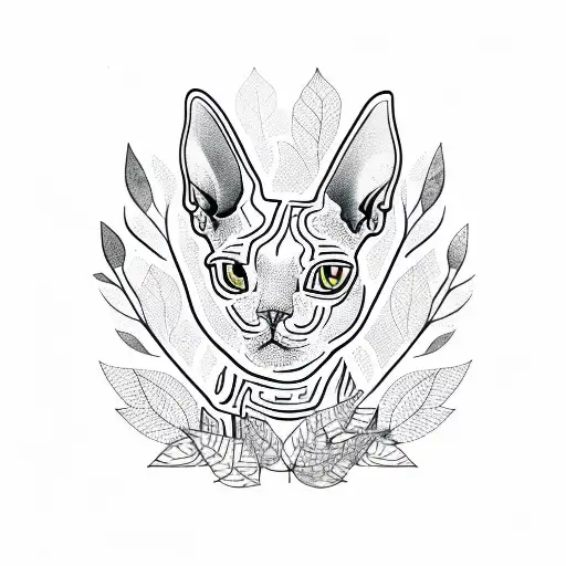 Sphynx Cat With Leaves
