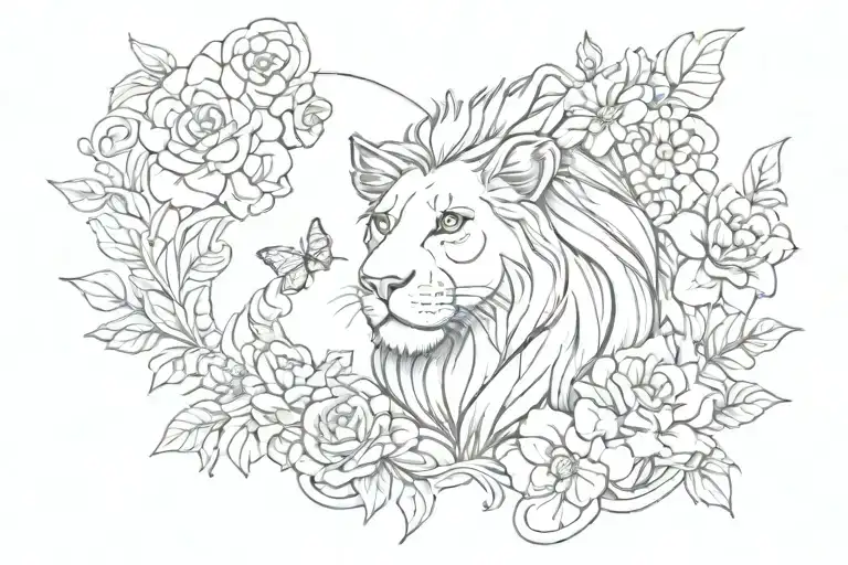 Disney Lion Butterfly Protective Mom With Flower