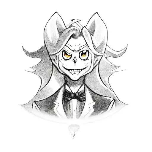 Lucifer From Hazbin Hotel With A Rubber Duck In His Hand And A Black Halo Around His Hat