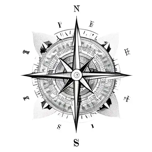 A Compass Surrounded By Various Travel Landmarks