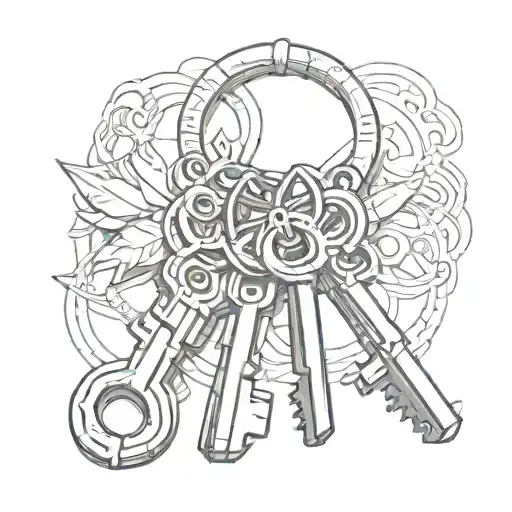 A Single Key Ring With 4 Keys On The Key Ring