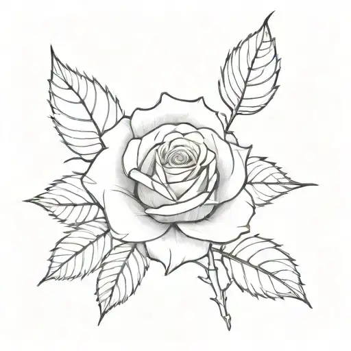 Rose With Leaves An Curves