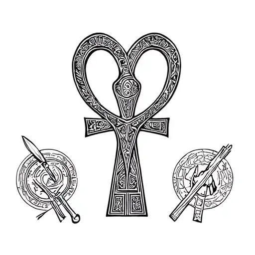Ankh Symbol Image Of War Inside Of Ankh