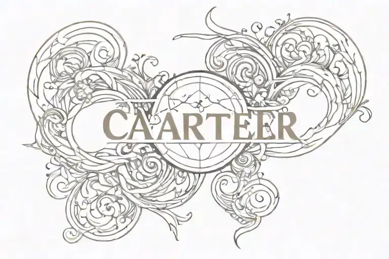 A Womb Tattoo Design With The Word 'Carter' In The Middle