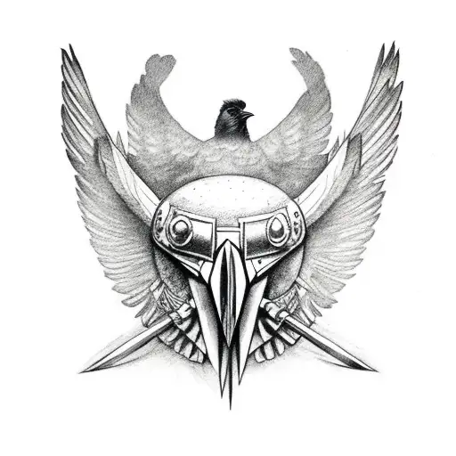 Raven With Viking Symbols