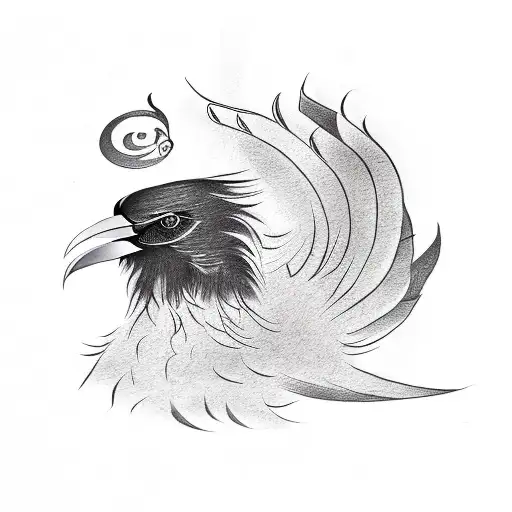 Crow Or Phoenix With Persian Calligraphy On Forearm