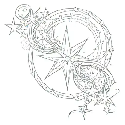 Mystical Whispy Stars On Hip Bone