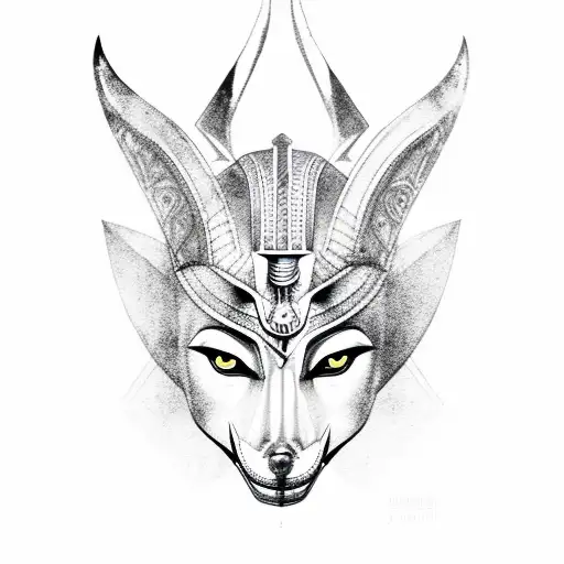 Female Egyptian God Anubis With Jackal Mask