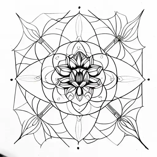 A Geometric Interpretation Of A Lily Flower Incorporating Elements Of A Butterfly And Lotus Flower