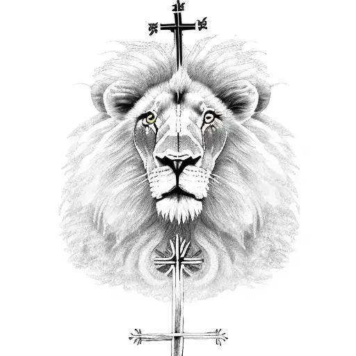 Lion Lamb Calvary Cross