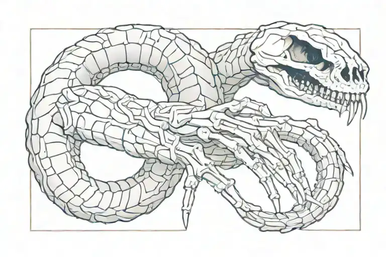 Snake Wrapped Around A Skeleton Hand Holding