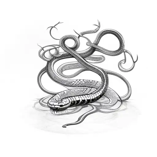 Snake Wrapped Around Arrow And Vines On It