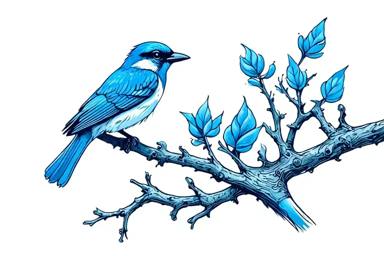 Blue Quaker Bird On A Branch