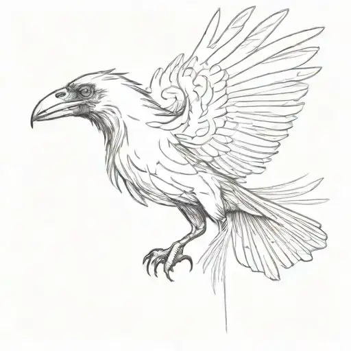 Crow Landing With Wings Spread In A Gesture