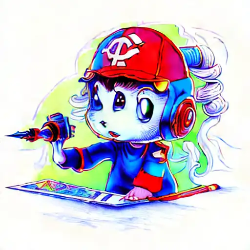 A Cartoon Boy Holding An Airbrush