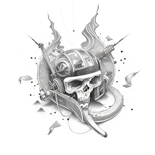 Combine Elements Of Skateboarding And Rock Music Into A Dynamic Tattoo Design