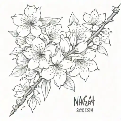 Japanese Cherry Blossom And Word Nagasu