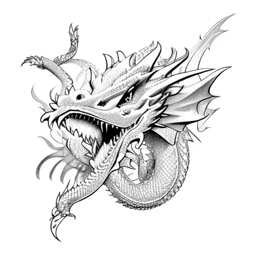 Dragon With Flower Sword