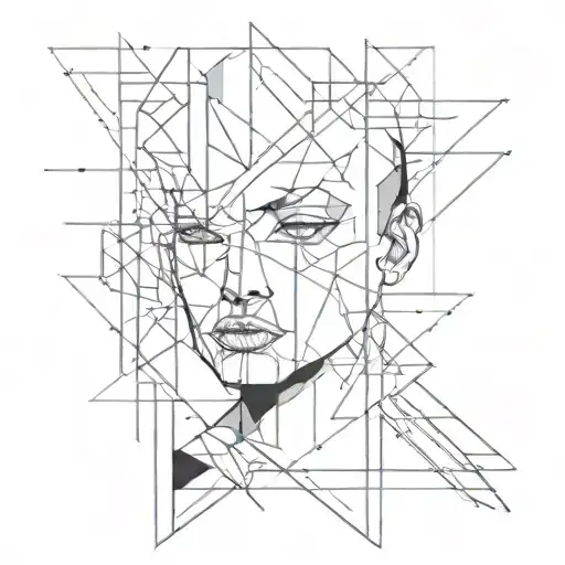 Abstract Minimalist Tattoo In Modern Cubism Style