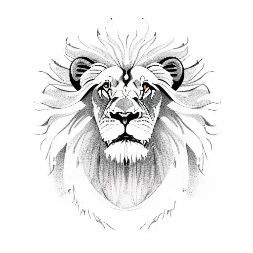 Lion Head Soothed With A Large Mane Master Of Nature