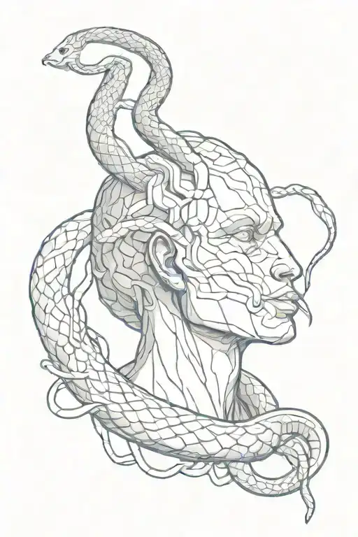 Statue Head With Heart And Snake