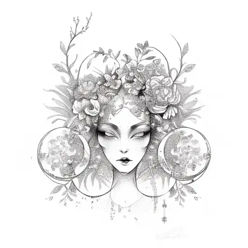 Virgo And Taurus Symbols Combined With Floral Elements For A Feminine Touch
