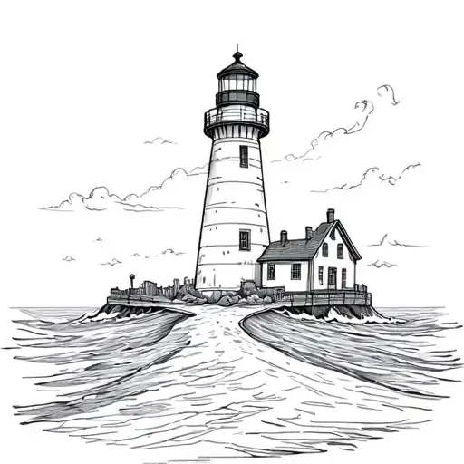 Lighthouse In The Sea That Symbolizes The Road