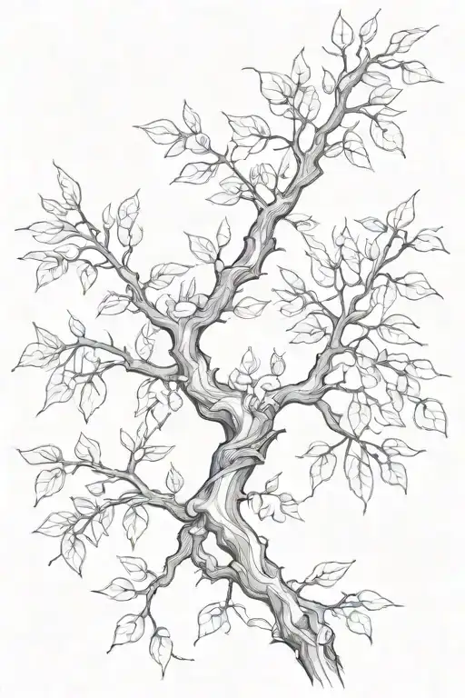 A Sketch Style Sleave Tattoo Design Tree Branch