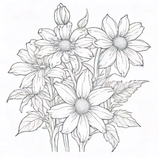 Daisy And Lily With Stems Tied Together