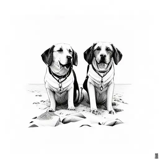 Two Labradors And The Beach