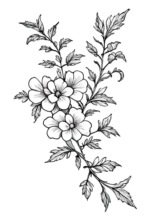 Fine Line Vine With Flowers