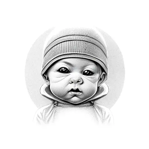 Baby Cupid With Balaclava Breaking Hearts Minimalist Tattoo