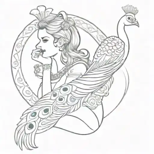 Sailor Jerry Pin Up Girl With Peacock