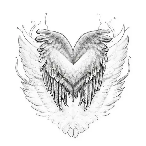 3 Hearts Alongside Angel Wings