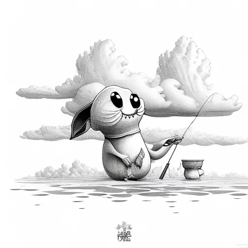 A Peanut Fishing From The Clouds