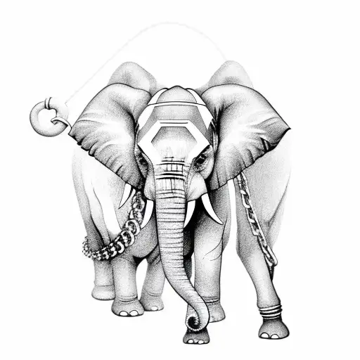Elephant With Chains