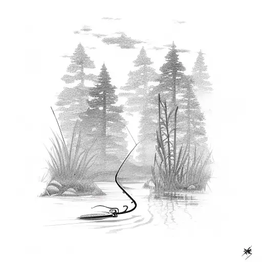 Fishing Pole And Paintbrush Crossing In A X Pattern