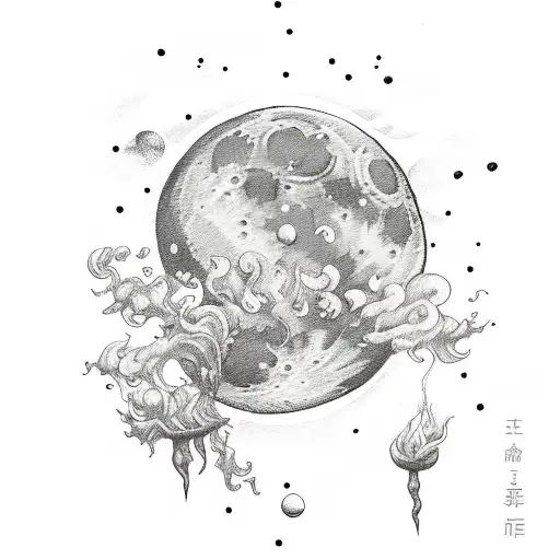 Moon Flowers With Smoke And Tarots